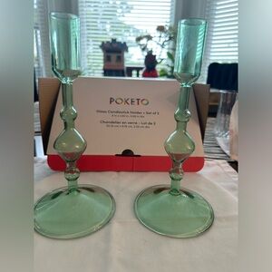 Brand new glass Poketo candlestick holders - set of 2